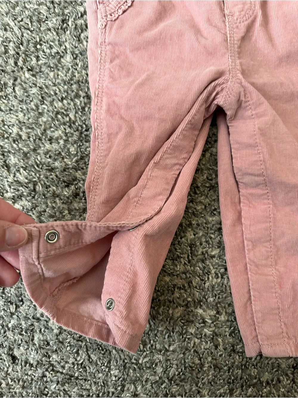 OshKosh B'gosh Dusty Pink Corduroy Overalls with Lace Trim